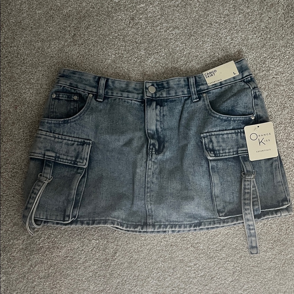 Women's Denim Mini Skirt - Gray
